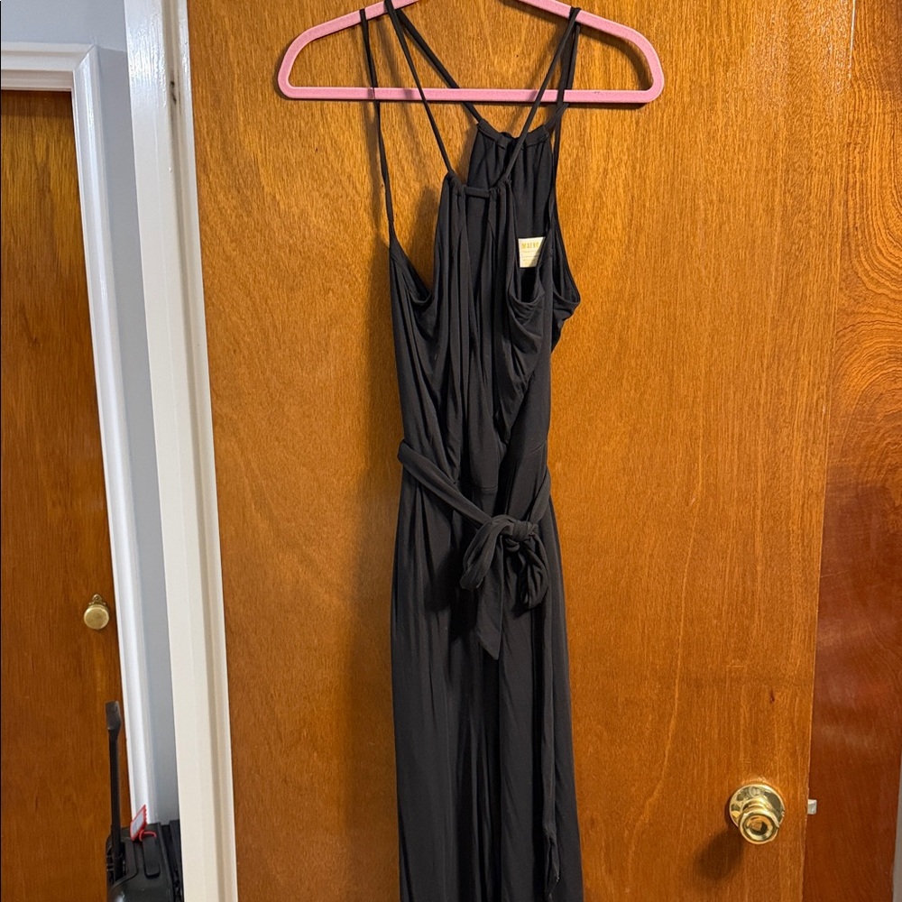 Maeve Black Sleeveless Jumpsuit with Waist Tie